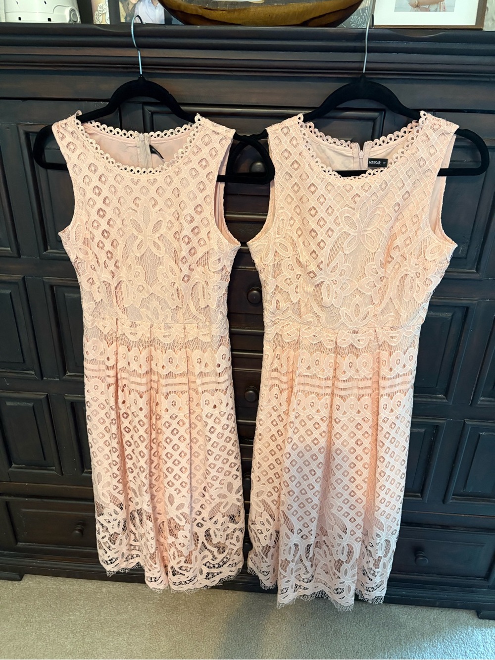 Set of 2: VEIISAR Sleeveless Pink Lace Fit & Flare Dress XS/S one of each